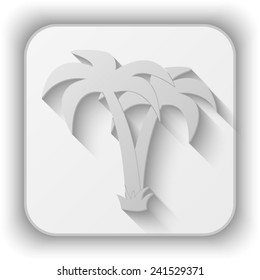 palm tropical tree vector icon - paper button 