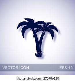 Palm tropical tree vector icon - dark blue illustration with blue shadow