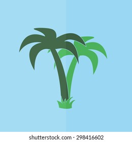 palm tropical tree vector icon. Flat design