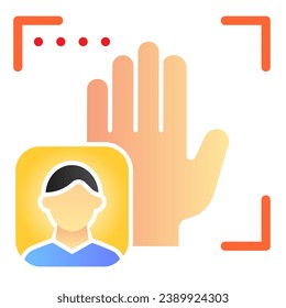 Palm user recognition flat icon. Focus with hand print color icons in trendy flat style. Person palm authentication gradient style design, designed for web and app. Eps 10