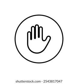 Palm vector icon telling to stop, palm raised symbol flat design