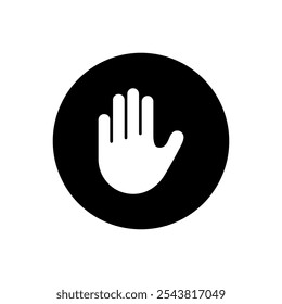 Palm vector icon telling to stop, palm raised symbol flat design