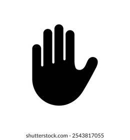 Palm vector icon telling to stop, palm raised symbol flat design