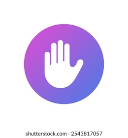 Ícone de vetor palma dizendo para parar, palma levantada símbolo design plano