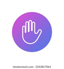 Palm vector icon telling to stop, palm raised symbol flat design