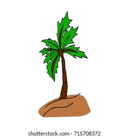 Palm vector illustration. Doodle style. Design icon, print, logo, poster, symbol, decor, textile, paper, card. 