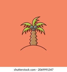 ilustración del vector de la palma en un fondo transparente. Símbolos de calidad premium. Icono de color plano de línea vectorial para el concepto y el diseño gráfico.