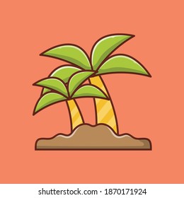 palm vector line flat icon
