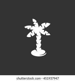 Palm vector logo isolated on a black background. Icon silhouette design template. Simple symbol concept in flat style. Abstract sign, pictogram for web, mobile and infographics