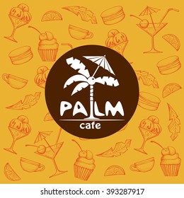 Palm. Vector logo, sign. Cafe, restaurant, club.