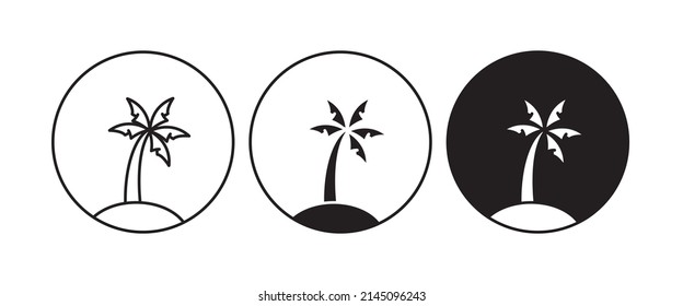Palm vector, sign, symbol, logo, editable stroke, flat design style isolated on white, Travel logo template. Palm Tree Summer 