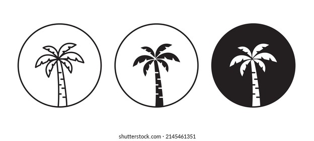 Palm vector, sign, symbol, logo, editable stroke, flat design style isolated on white, Travel logo template. Palm Tree Summer 