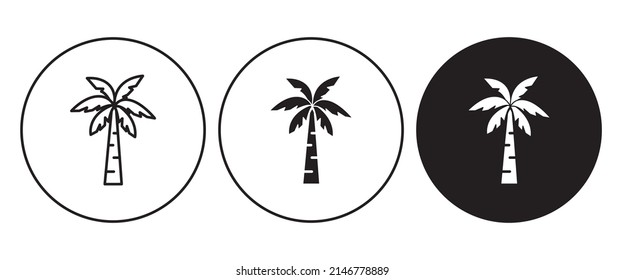 Palm vector, sign, symbol, logo, editable stroke, flat design style isolated on white, Travel logo template. Palm Tree Summer 