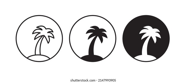 Palm vector, sign, symbol, logo, editable stroke, flat design style isolated on white, Travel logo template. Palm Tree Summer 
