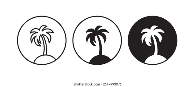 Palm vector, sign, symbol, logo, editable stroke, flat design style isolated on white, Travel logo template. Palm Tree Summer 