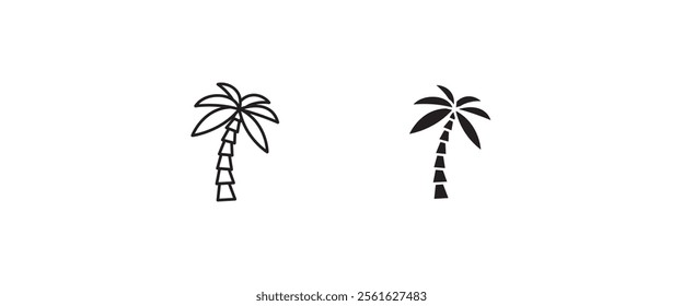 Palm vector, sign, symbol, logo, editable stroke, flat design style isolated on white, Travel logo template. Palm Tree Summer
