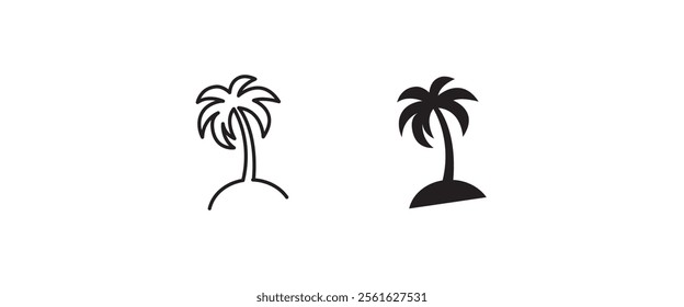 Palm vector, sign, symbol, logo, editable stroke, flat design style isolated on white, Travel logo template. Palm Tree Summer