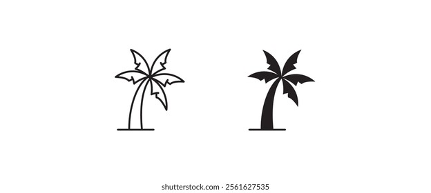 Palm vector, sign, symbol, logo, editable stroke, flat design style isolated on white, Travel logo template. Palm Tree Summer