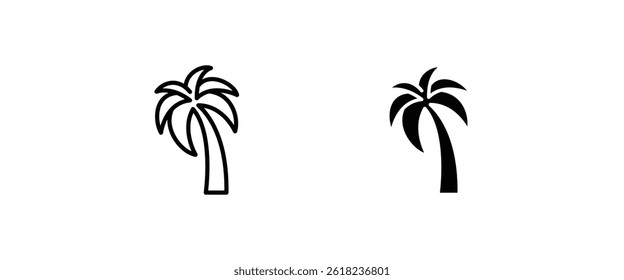 Palm vector, sign, symbol, logo, editable stroke, flat design style isolated on white, Travel logo template. Palm Tree Summer