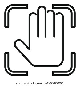 Palm verification icon outline vector. Bio smart scan. Signature id scanner