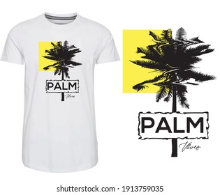 Palm vibes neon vector design for t-shirt and others, Wave palm tree