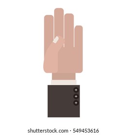 palm view hand with formal suit sleeve