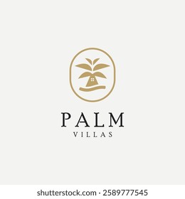 palm villa vector logo. logo design concept