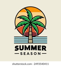 Palm vintage summer season for your Tshirt design, retro design, community design