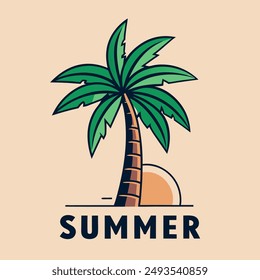 Palm vintage summer season for your Tshirt design, retro design, community design