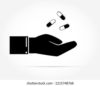 In the palm of your hand fall capsule with medication