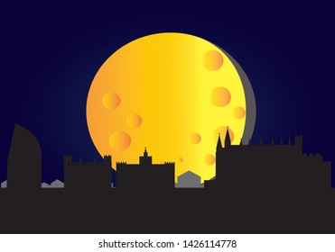 Palma City skyline in Mallorca in Spain