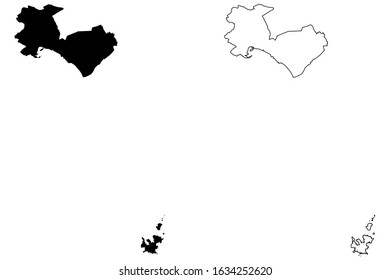 Palma de Mallorca City (Kingdom of Spain, Balearic Islands) map vector illustration, scribble sketch City of Palma map