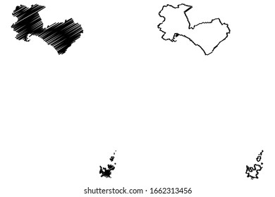 Palma de Mallorca City (Kingdom of Spain, Balearic Islands) map vector illustration, scribble sketch City of Palma map