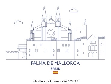 Palma de Mallorca Linear City Skyline, Spain