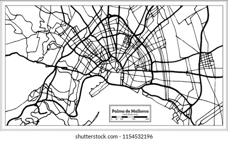 Palma de Mallorca Spain City Map in Retro Style. Outline Map. Vector Illustration.