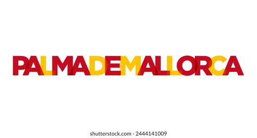 Palma de Mallorca in Spanien Emblem. Das Design verfügt über einen geometrischen Stil, Vektorillustration mit gewagter Typografie in einer modernen Schriftart. Der grafische Slogan.