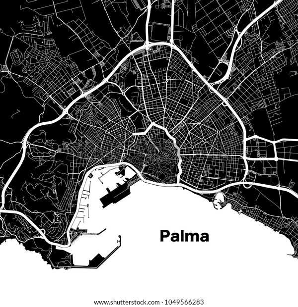 mapa de carreteras de palma de mallorca Vector de stock (libre de regalías) sobre Mapa vectorial urbano de 