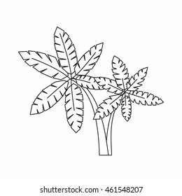 Palma icon in outline style isolated on white background. Trees symbol