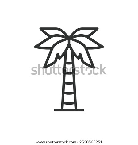 Palma, in line design. Palma, palm tree, tropical, beach, leaves, coconut tree, island on white background vector. Palma editable stroke icon