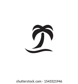 Palma tree flat icon- vector