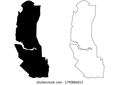 Palmas City (Federative Republic of Brazil, Tocantins State) map vector illustration, scribble sketch City of Palmas map