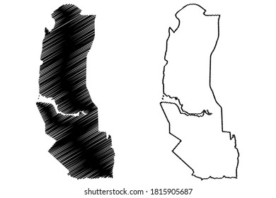 Palmas City (Federative Republic of Brazil, Tocantins State) map vector illustration, scribble sketch City of Palmas map