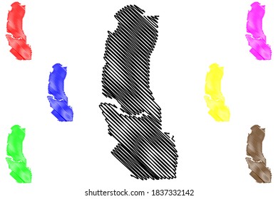 Palmas City (Federative Republic of Brazil, Tocantins State) map vector illustration, scribble sketch City of Palmas map