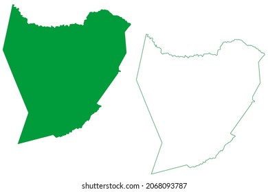 Palmas de Monte Alto municipality (Bahia state, Municipalities of Brazil, Federative Republic of Brazil) map vector illustration, scribble sketch Palmas de Monte Alto map