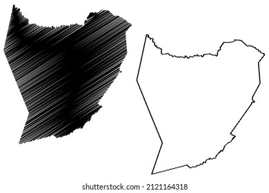 Palmas de Monte Alto municipality (Bahia state, Municipalities of Brazil, Federative Republic of Brazil) map vector illustration, scribble sketch Palmas de Monte Alto map