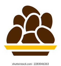 palmdates icon solid brown yellow colour ramadan illustration vector element and symbol perfect. Icon sign from modern collection for web.