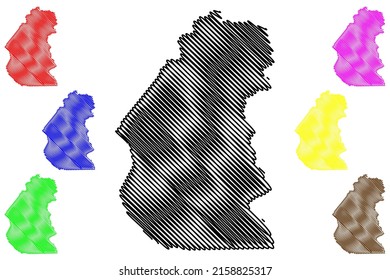 Palmeiras municipality (Bahia state, Municipalities of Brazil, Federative Republic of Brazil) map vector illustration, scribble sketch Palmeiras map