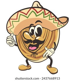 palmeritas cookies cartoon vector isolated clip art illustration mascot wearing sombrero with thumb up, work of handmade
