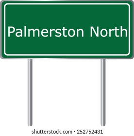 Palmerston North, New Zealand, road sign green vector illustration, road table