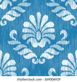 Palmette ikat damask pattern seamless vector background tile
